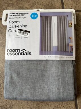 New Room Essentials Gray Room Darkening Curtain